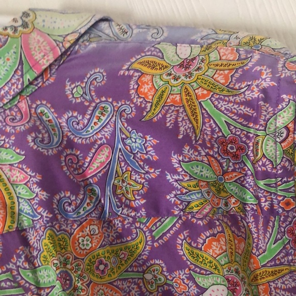 Women’s spring Laurel Ralph Lauren Colorful Paisley Button-Up Shirt - Picture 11 of 14